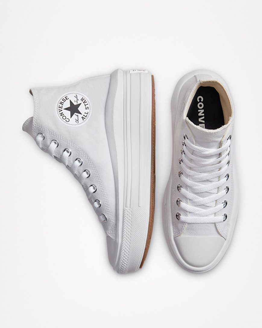 Topanky Na Platforme Converse Chuck Taylor All Star Move Vysoke Damske Biele Béžové Biele Čierne | SK BA11KY5